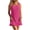 Hot Pink, variant on Women's Sleeveless Scoop Neck Short Chemises - Textured Crinkled Fabric with Ruffled Hem, Loose Fit Loungewear Sleep Dress