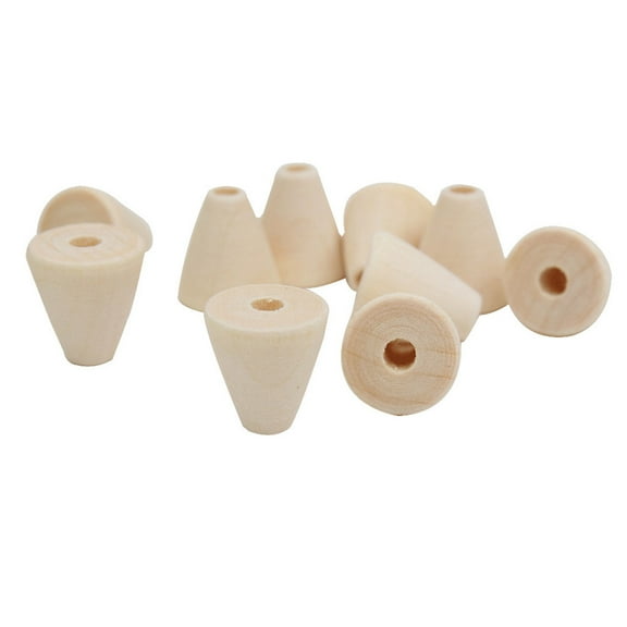 Masteelf 100pcs DIY Wooden Beads Cone Shape Beads Handmade Jewelry Accessories Handicraft Supplies for Kids Girls