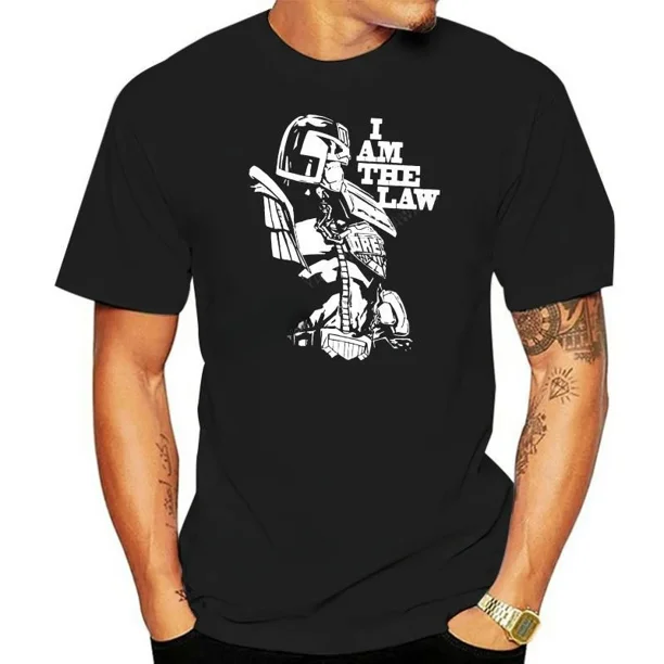 Camiseta informal de hip hop para hombre, estilo veraniego, de Dredd The Law (2000 d. C.), cómic, novela gráfica, color negro.