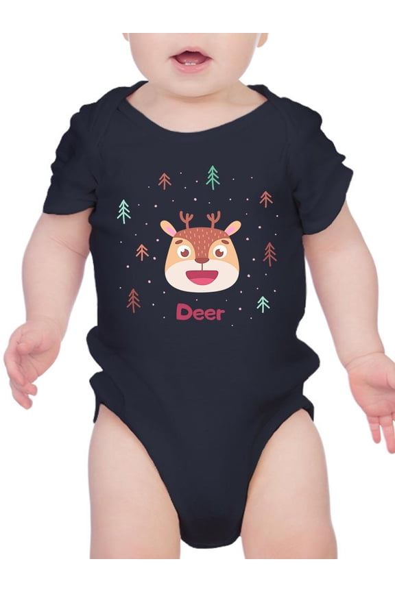 Cute Baby Deer Face Bodysuit Infant -Image by Shutterstock, Newborn