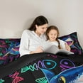 thumbnail image 5 of Castle Fairy Marine Shark Full Size Comforter Sets 3-Piece for Children Teens,Abstract Gradient Bedding Comforter Set,Sea Ocean Animal Lightweight Bedding Sets,Breathable Home Decor,Reversible, 5 of 8