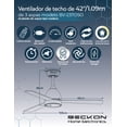 thumbnail image 3 of Ventilador de techo Moderno de 42” 1.09m silencioso de 6 velocidades, 3 aspas de acabado tipo madera con control remoto, foco incluido con luz led cálida y blanca , con temporizador, 3 of 7