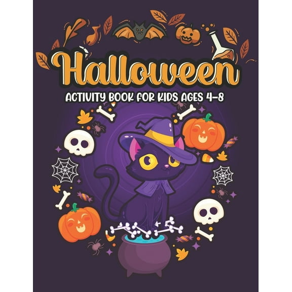 Halloween activity books for kids: Coloring, Dot To Dot, Mazes, Word Search, shadow matching, (Paperback)