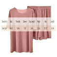thumbnail image 3 of Women's Relaxed Cotton Pajama Set - Breathable Short Sleeve Shirt & Stretchy Shorts Comfy Two-Piece Sleepwear, Home Loungewear for Women,Gray One Size, 3 of 5