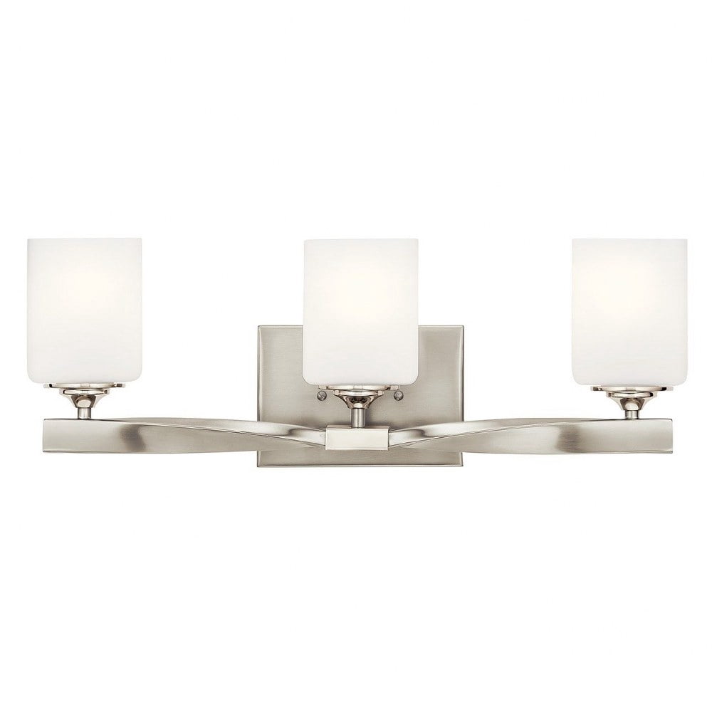 3 Light Soft Vanity Light Approved for Damp Locations with Soft Contemporary Inspirations 8 inches Tall By 22.75 inches Wide-Champagne Bronze Finish