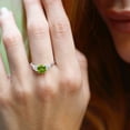 thumbnail image 5 of Gem Stone King 10K White Gold Green Peridot and Lab Grown Diamond Engagement Ring for Women | 2.14 Cttw | Cushion 7MM | Gemstone August Birthstone | Size 8, 5 of 6