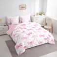 thumbnail image 3 of Manfei Teens Children Cartoon Ribbon Bowtie 7-Piece Twin Bedding Sets,Love Heart Stars Print Bedding Comforter Set,Kawaii Cute Breathable Sheet Sets,Ultra Soft Home Decor,Reversible, 3 of 8