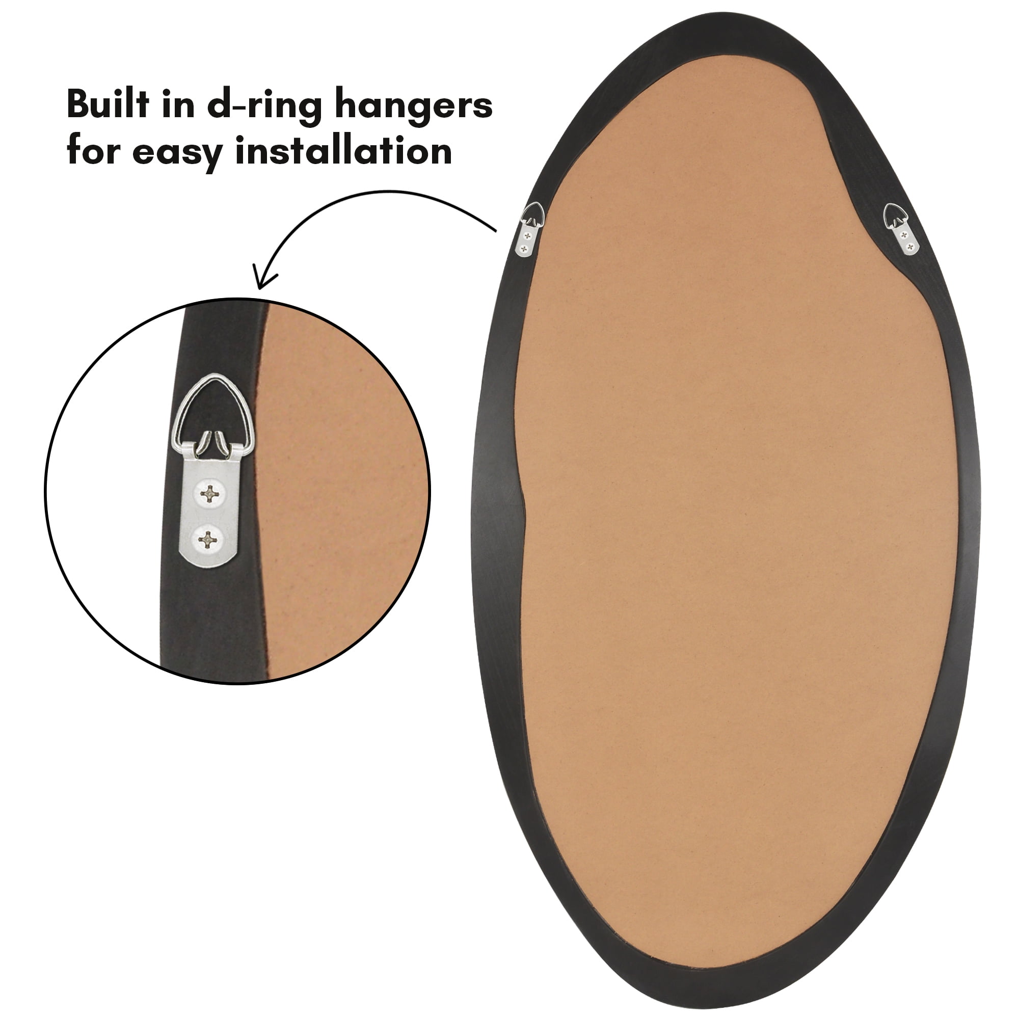 Americanflat 20x40 Organic Shaped Wood Mirror in Black Sycamore - Oval Wall Mirror for Bathroom, Living Room, Entryway Hall, and Decorative Mirror for Bedroom