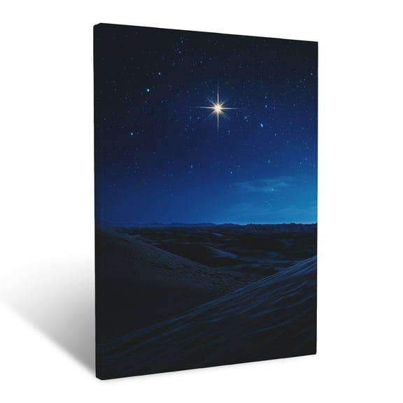 CozyNet The Star Of Bethlehem Shining Brightly Over A Peaceful Desert Wall Art Prints With Frame Canvas Perfect for Living Room & Bedroom, Ready to Hang, Wall Decor 12"x16"