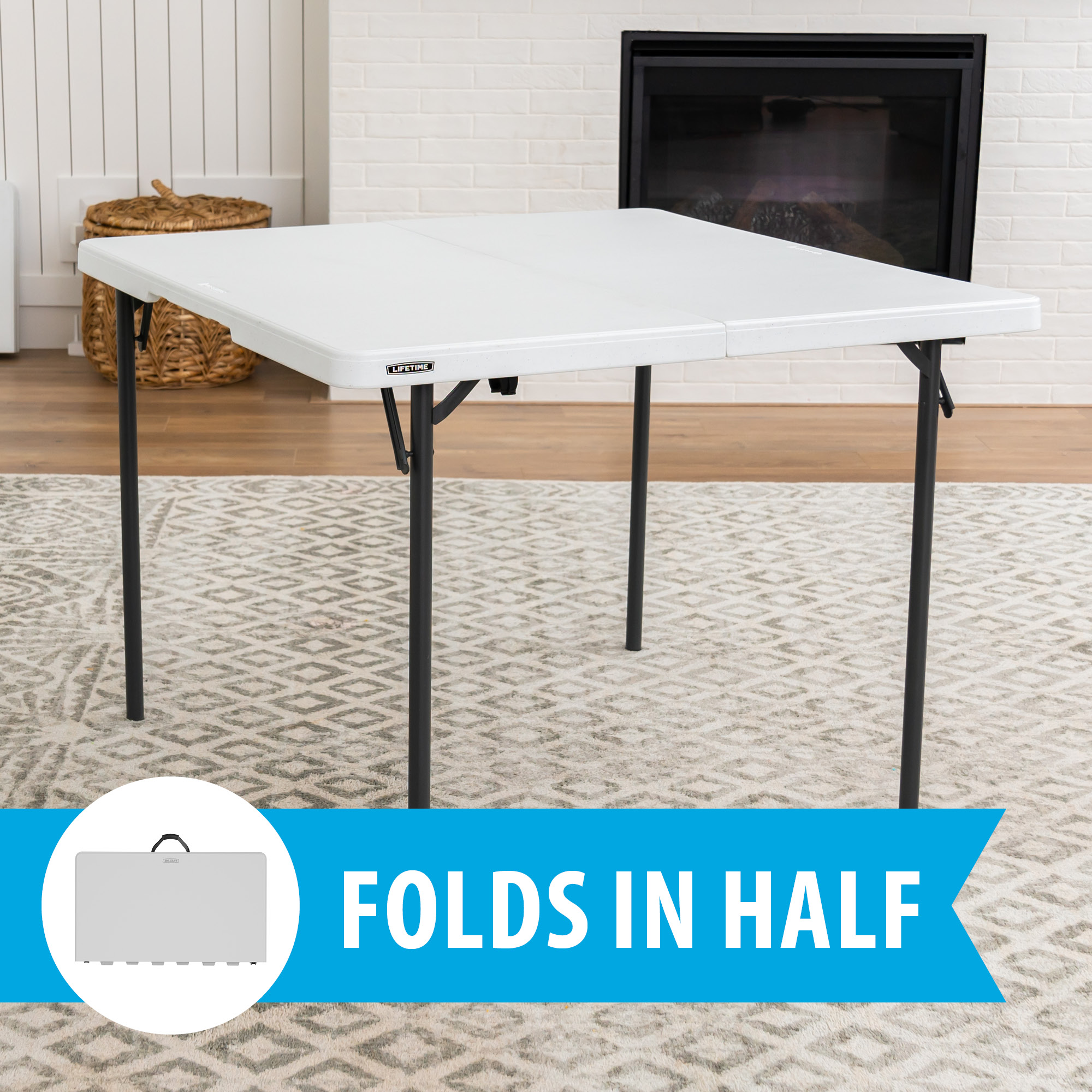 Lifetime 37 in. Square Fold-in-Half Table, White photo 5