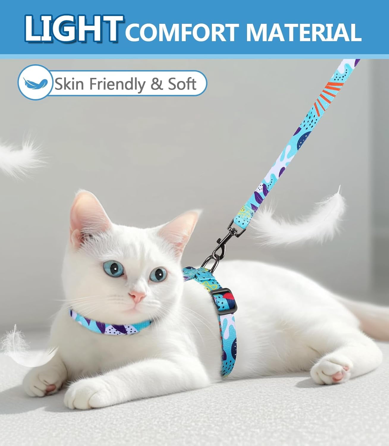 Cat Harness and Leash Set, Escape Proof [3 in 1 Adjustable & Lightweight] Cat Harness, Safe Kitten Harness for Large Cats Soft Comfortable, Easy to Wear, Walking Outdoor Travel, Medium