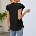 thumbnail image 4 of Summer Tops Women Flounce V Neck Solid Color Short Sleeved Summer Ruffles Sleeve T Shirt Top, 4 of 5