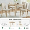 thumbnail image 6 of UHOMEPRO 5 Piece Dining Room Table Set, Wooden Dining Table Set with 4 Linen Fabric Upholstered Chairs, Modern Dinette Sets for 4, Kitchen Table Set for Breakfast Nook, Small Places, Oak+Beige, 6 of 11