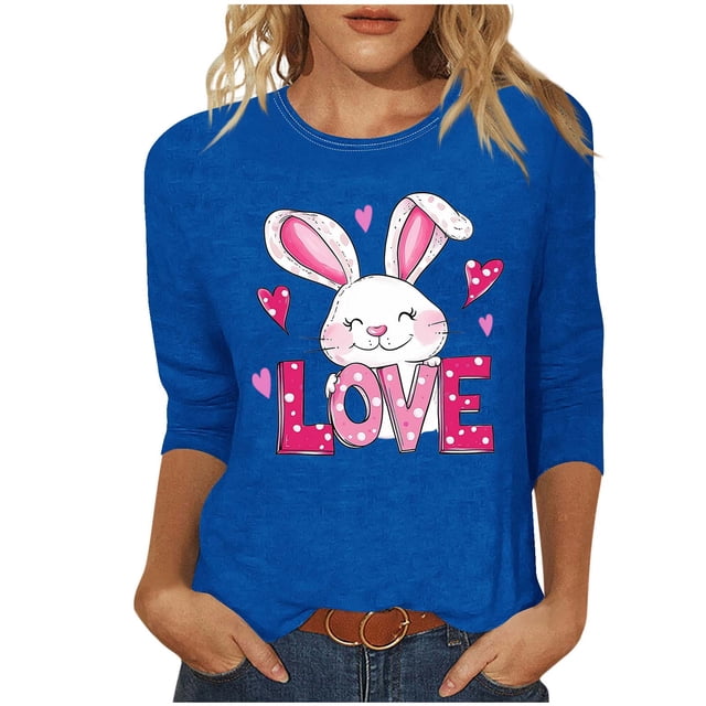 Camisetas Casuales de las Mujeres Impresas 3/4 Manga Cuello Redondo Blusa, Moda Ligera Superior para el Hogar Y el Uso Diario, Cómoda Imitación de la Tela Del Estante