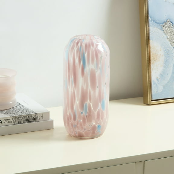 Home Decor Collection Painted Glass Cylinder Vase, 10'', Multicolor