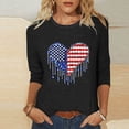 thumbnail image 4 of lcziwo Celebration Shirt for Women Plus Size Cotton Comfortable American Flag 3/4 Sleeve Shirts Memorial Print Summer Basic Round Neck Tee Black XXXXXL, 4 of 5