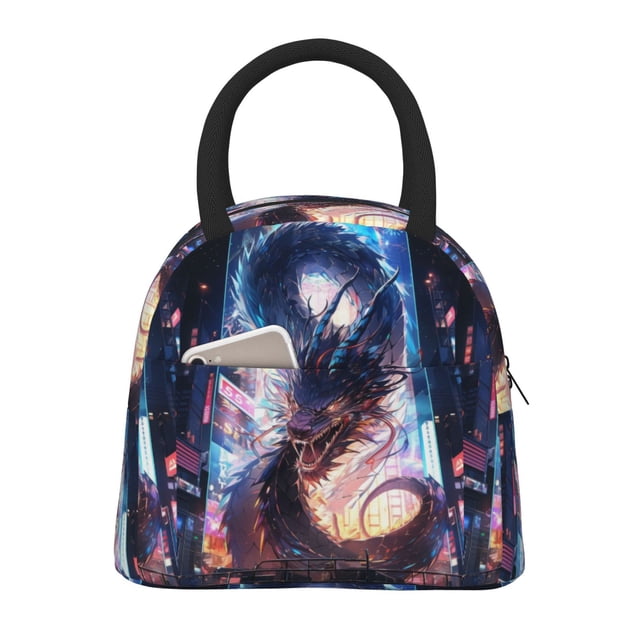 Balery Urban Style Colorful Dragon Bolsa de Almuerzo para Mujeres, Caja de Almuerzo, Bolsa de Almuerzo Pequeña Impermeable, Tote de Almuerzo Reutilizable con Gran Capacidad