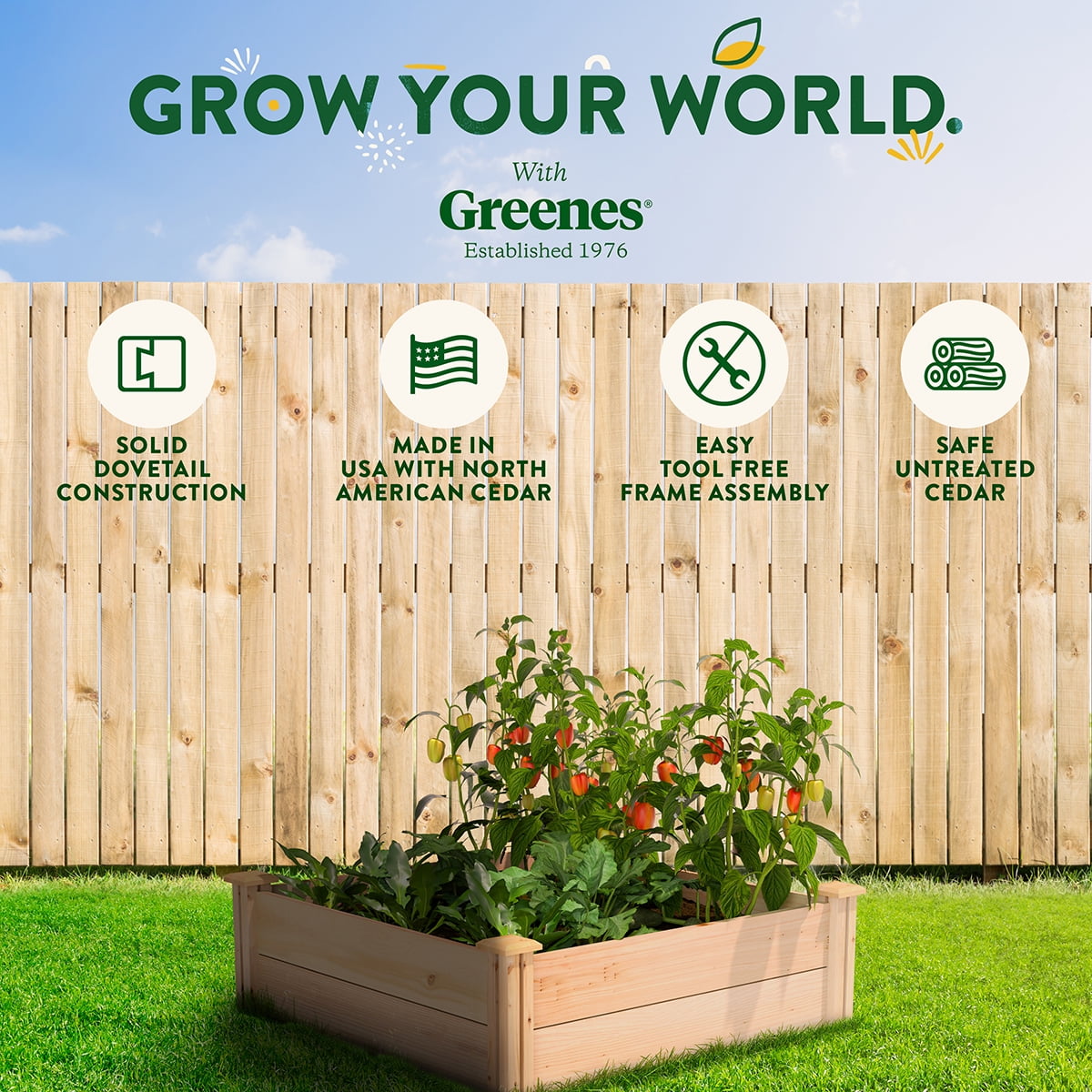 Greenes Fence 3' x 3' x 11" (3/4" Thick) Premium Cedar Raised Garden Bed