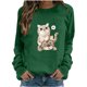 thumbnail image 1 of Mujeres Casual Tops Moda O-cuello Gato Impreso Sudadera Blusa Gegular Pollover Pompotops gfhjh3527, 1 of 3