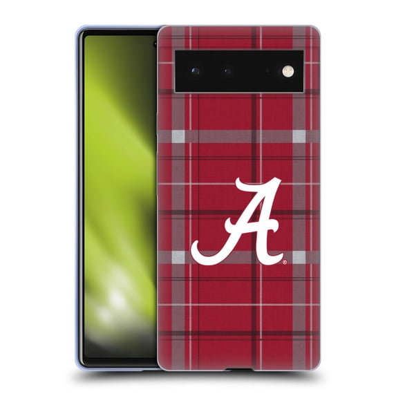Head Case Designs Officially Licensed University Of Alabama UA The University Of Alabama Art Tartan Soft Gel Case Compatible with Google Pixel 6