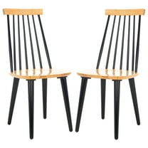 SAFAVIEH Burris Classic Wood Solid Dining Bistro Chair, Natural/Black (Set of 2)