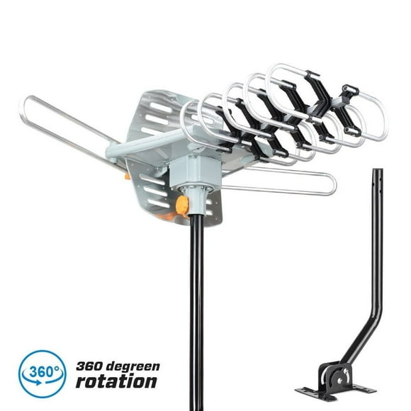 TV Antenna Outdoor Amplified HDTV Antenna with Adjustable Antenna Mount Pole 150 Miles Range Wireless Remote