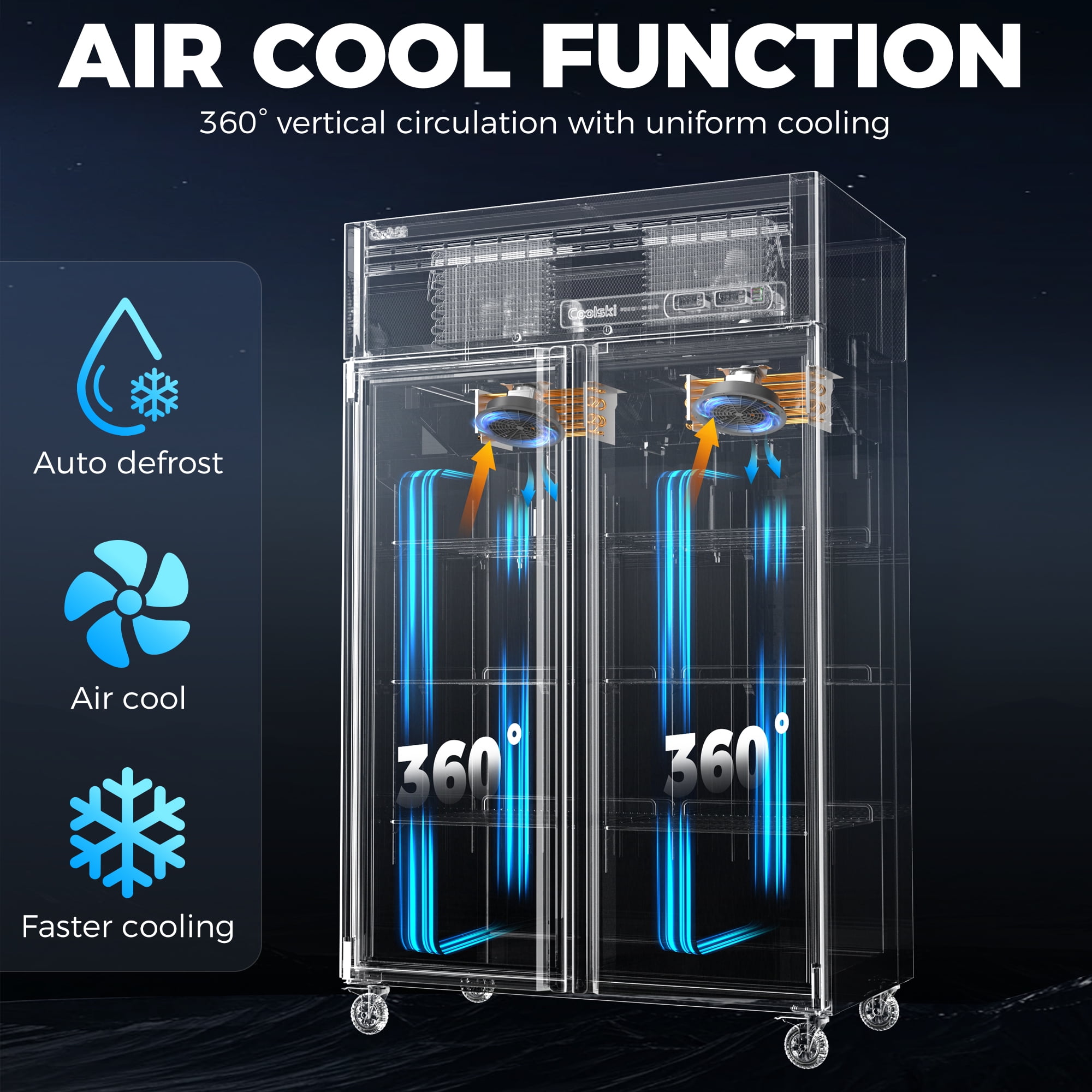 Coolski 48" Upright Refrigerator Freezer Combo, 36 Cu.ft 2-Door Cooling Appliance for Restaurants