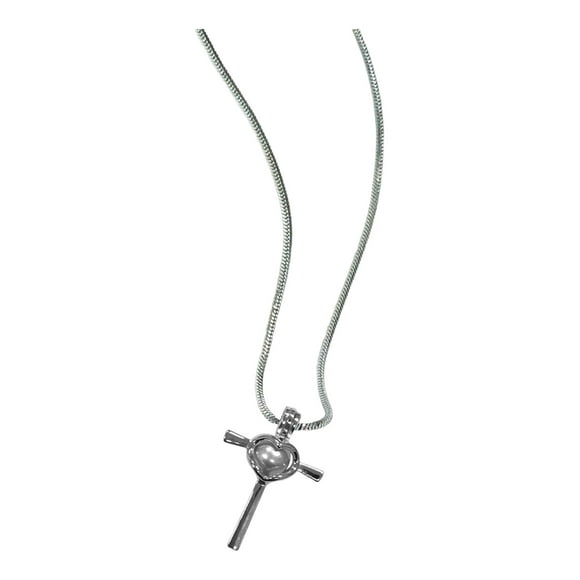 Precious Pear Cross Necklace Elegant Pendant with 20" Chain- Pearl in Oyster Kit