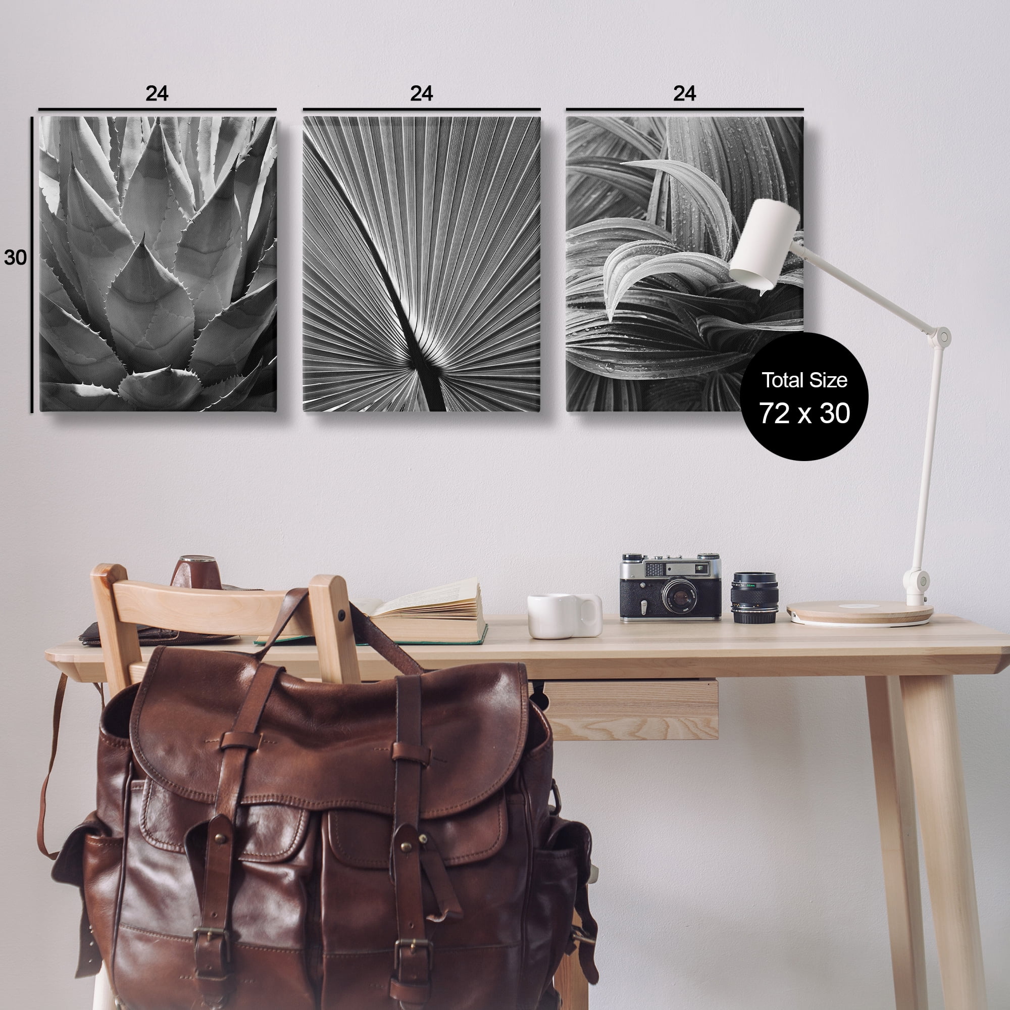 Stupell Industries Palm Frond Details Plants & Flowers Photography Wrapped Canvas Art Print Wall Art, 24 x 30, Set of 3