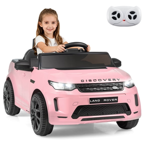 Costway 12V Licensed Land Rover Kids Ride on Car with Remote Control, LED Lights, Music, Horn Pink