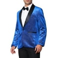 thumbnail image 4 of INSPIRE CHIC Men's Suit Jacket Shawl Lapel One Button Metallic Shining Fabric​ Blazers XL Blue, 4 of 5