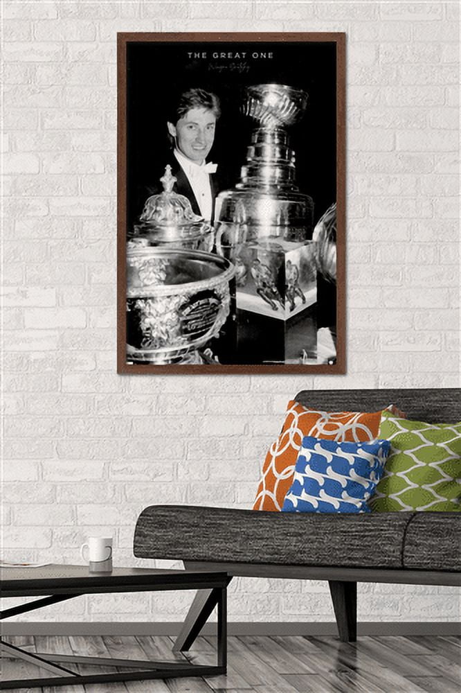 Wayne Gretzky - Trophies Wall Poster, 22.375" x 34", Framed