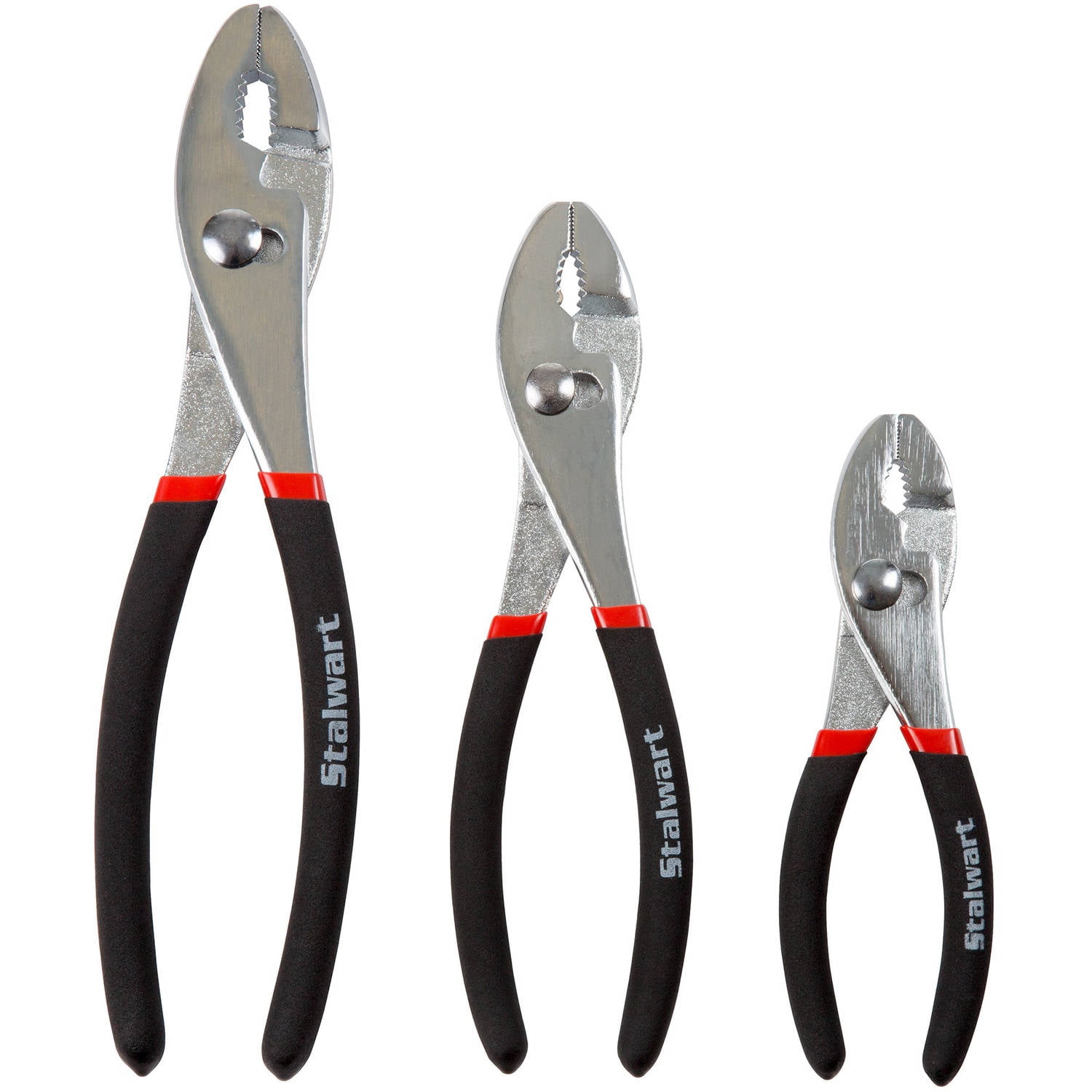 Stalwart 3Piece Utility Slip Joint Plier Set with Storage Pouch