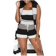 thumbnail image 2 of Abomasnow 3 Piece Workout Set for Women Ribbed Outfits Tank Crop Vest Sleeveless Long Cardigan Cover Up Shorts Lounge Tracksuit 2025, 2 of 3