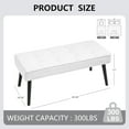 thumbnail image 3 of Foredo Waterproof PU Leather Upholstered Accent Bench, Modern Entryway Bench with Button Tufting and Solid Wood Legs, Indoor Bench for Bedroom Living Room, White, 3 of 7