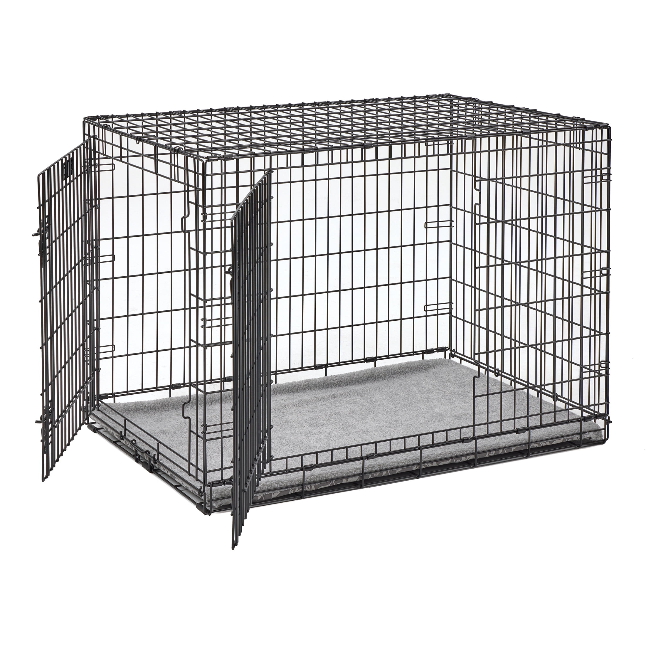 MidWest Homes for Pets QuietTime Reversible Dog Crate Pan Cover, 42 inch, Fleece, Gray Floral