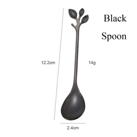 

Stir Stainless Steel Utensils Home & Kitchen Coffee Spoon Fruit Fork Upscale Dinnerware Tea Scoops BLACK SPOON