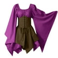 thumbnail image 3 of Costume Médiéval pour Femmes Robe Chemise Irlandaise à Manches Trompette avec Corset Robe Traditionnelle Halloween Femmes m Costumes de Cosplay Gothique Rétro Robe Corset à Manches Longues, 3 of 3