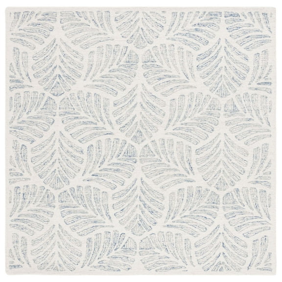 SAFAVIEH Martha Stewart Jardin Delice Floral Area Rug, Ivory/Blue, 6' x 6' Square