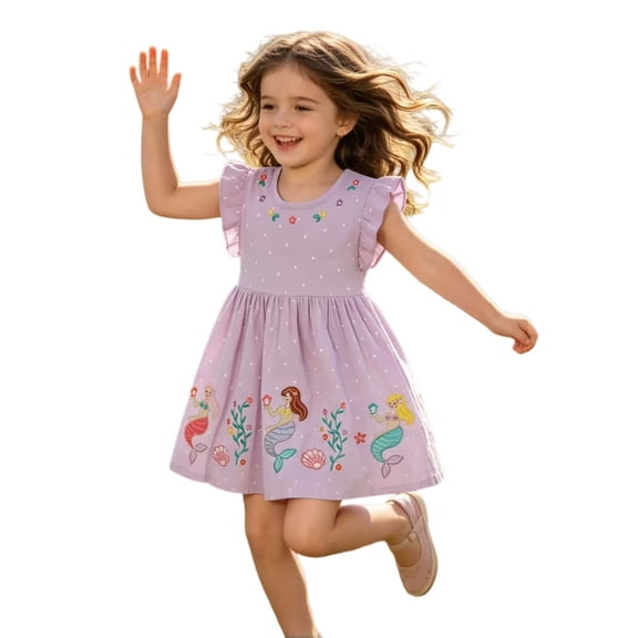 Rhuody Girls Dress Short Sleeve Cute Dress For Summer — Lightweight Noddle Neck Children’S Party Dress Elegant Playsuit