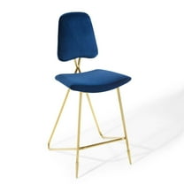 Modway Ponder Performance Velvet Bar Stool in Navy