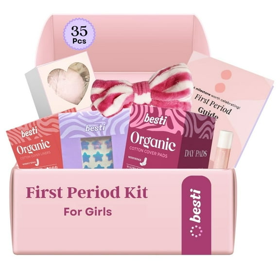 Kit Besti para el primer período menstrual para niñas de 9 a 12 años con almohadillas orgánicas