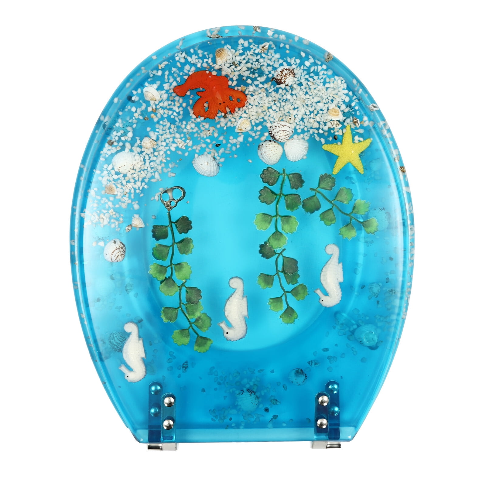 DENEST Resin U/V type Toilet Seat Aquarium Seat Blue Sea Fish Shells Shape Toilet Seat