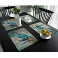 thumbnail image 3 of Sea Turtle Placemats Set of 6 Washable Retro Ocean Sea Turtle Theme Heat Resistant Non-Slip Funny Aniaml Place Mats Kitchen Dining Table Decor for Durable Linen Table Mats - Retro Blue (13"x 19"), 3 of 6