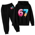 thumbnail image 4 of Kids Outfits Set 6 7 Six Seven Letter Outfits Set Comfortable Boys Graphic Print Hoodie And Jogger Outfit Two Piece Playwear For Toddler And Youth Kids Black 130(7-8 Years), 4 of 8