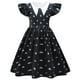 thumbnail image 3 of Addams-vestido de malla negra para niñas, fiesta de baile, cumpleaños, Carnaval, disfraces de Cosplay de Halloween, 3-10 años, 3 of 5