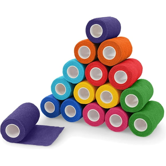 4 Inch First Aid Compression Bandage Pack Self Adhesive Elastic Bandage Colorful Sports and Role Play Bandage Low Pressure Crepe Bandage Inch First Aid Compression Bandage
