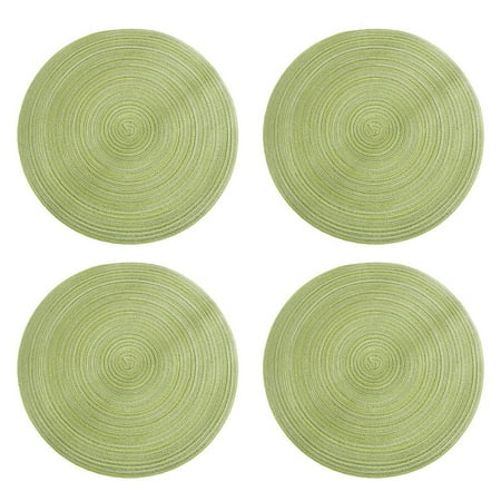 

4Pcs Placemat Round Clear Texture Cotton Tea Coffee Bowl Cup Coaster for Kitchen