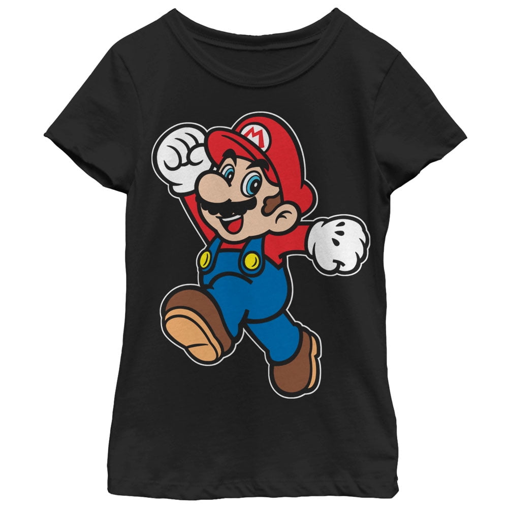 Girl's Nintendo Super Mario Happy Graphic Tee Black X Large - Walmart.com
