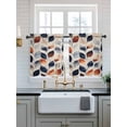 thumbnail image 2 of Navy Blue Burnt Orange Botanical Tier Curtains 36 Inch Length,Sheer Curtains for Bedroom Living Room Window Vintage Leaves Rod Pocket Drapes Kitchen Curtains Small Half Window 27.5"x36" 2 Panels, 2 of 6